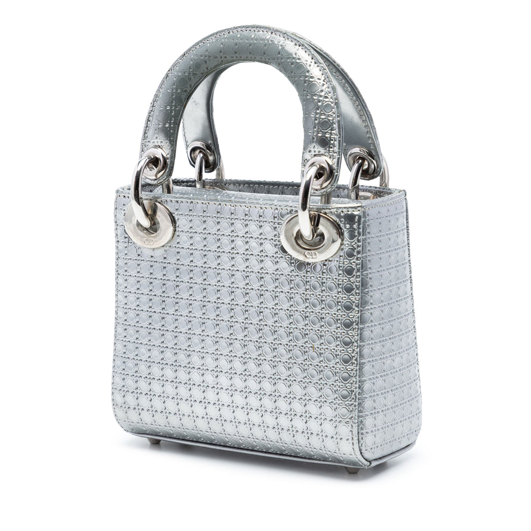 Dior Micro Metallic Cuir verni Microcannage Lady Dior