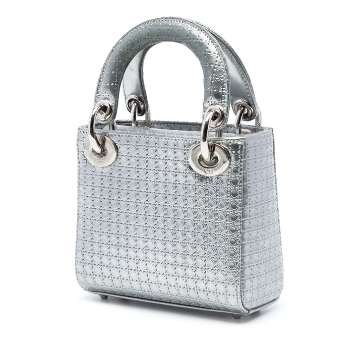 Dior Micro Metallic Cuir verni Microcannage Lady Dior