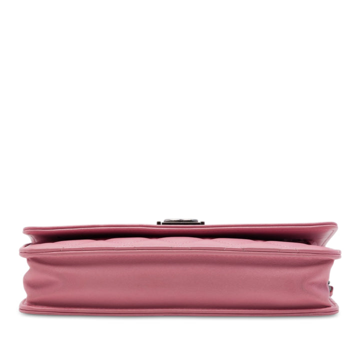 Matelassé Boy Wallet on Chain Cuir d'agneau Rose