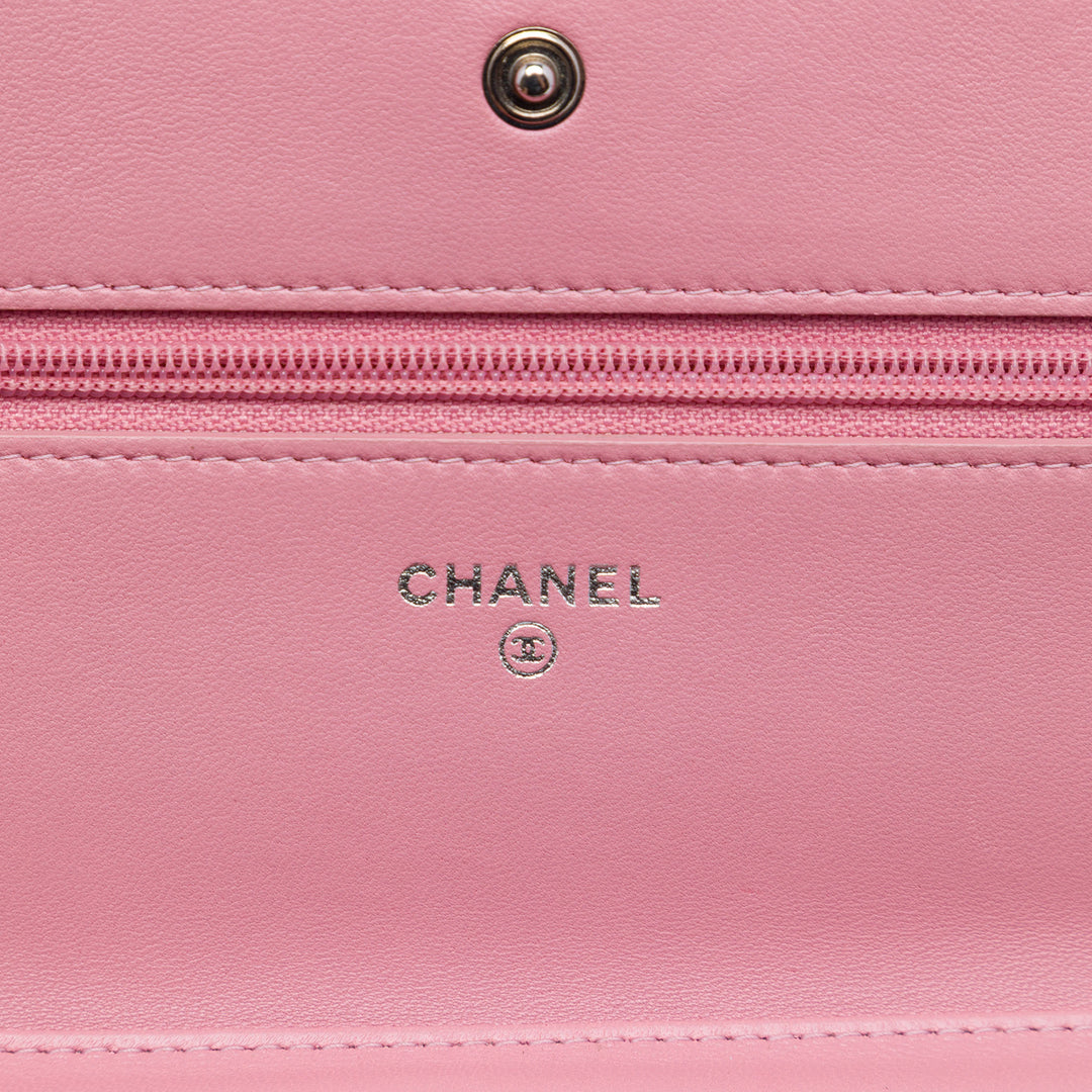 Matelassé Boy Wallet on Chain Cuir d'agneau Rose