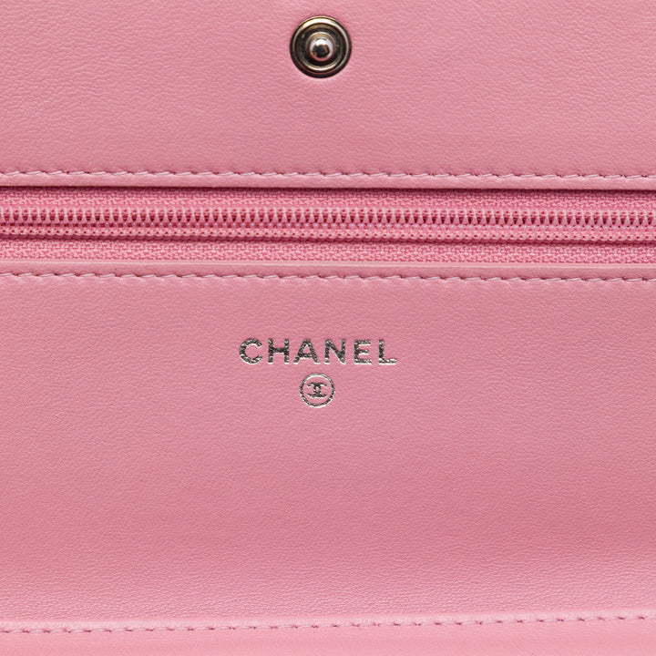 Matelassé Boy Wallet on Chain Cuir d'agneau Rose
