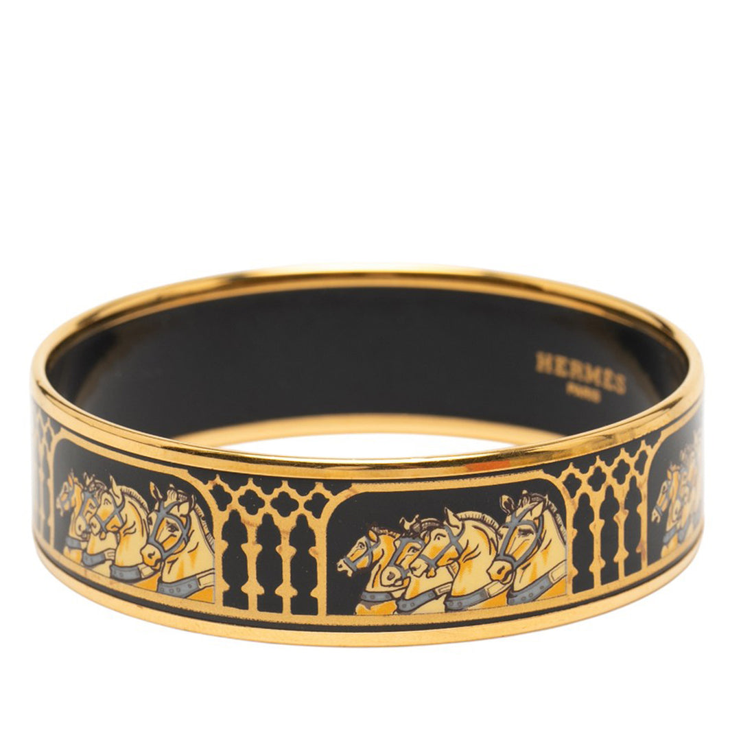 Hermès Wide Grand Apparat Enamel Bangle 65