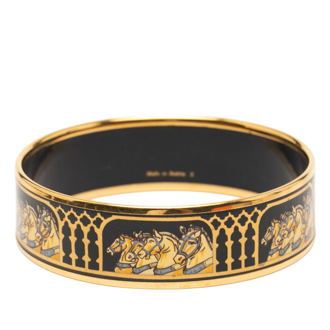 Hermès Wide Grand Apparat Enamel Bangle 65