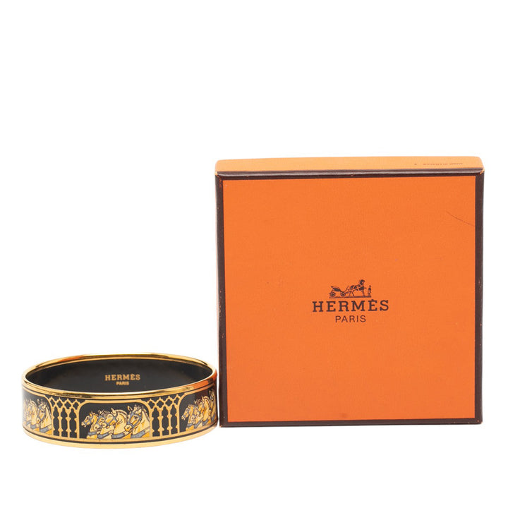 Hermès Wide Grand Apparat Enamel Bangle 65