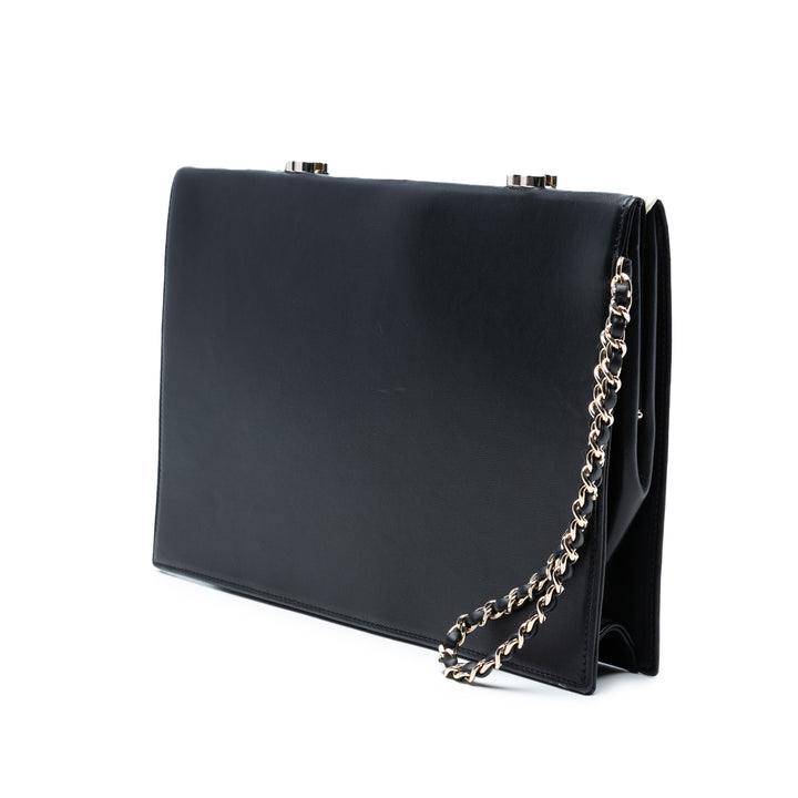 Chanel CC Cuir d’agneau Split Pochette with Chain Noir – GABY PARIS Authentique
