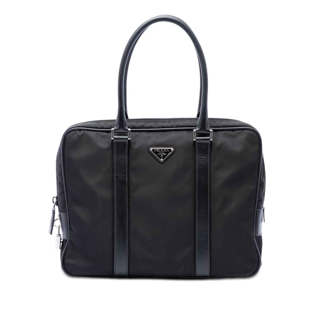 Prada Porte-documents à finitions Business Saffiano Noir – vue principale – GABY PARIS