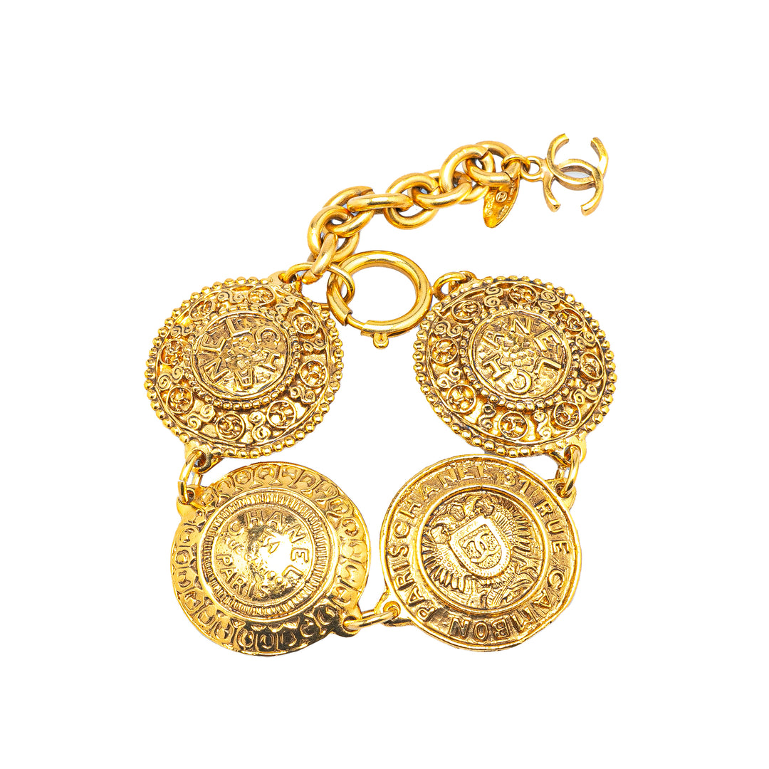 Gold Plated Medallion Link Bracelet Gold - Gaby Paris