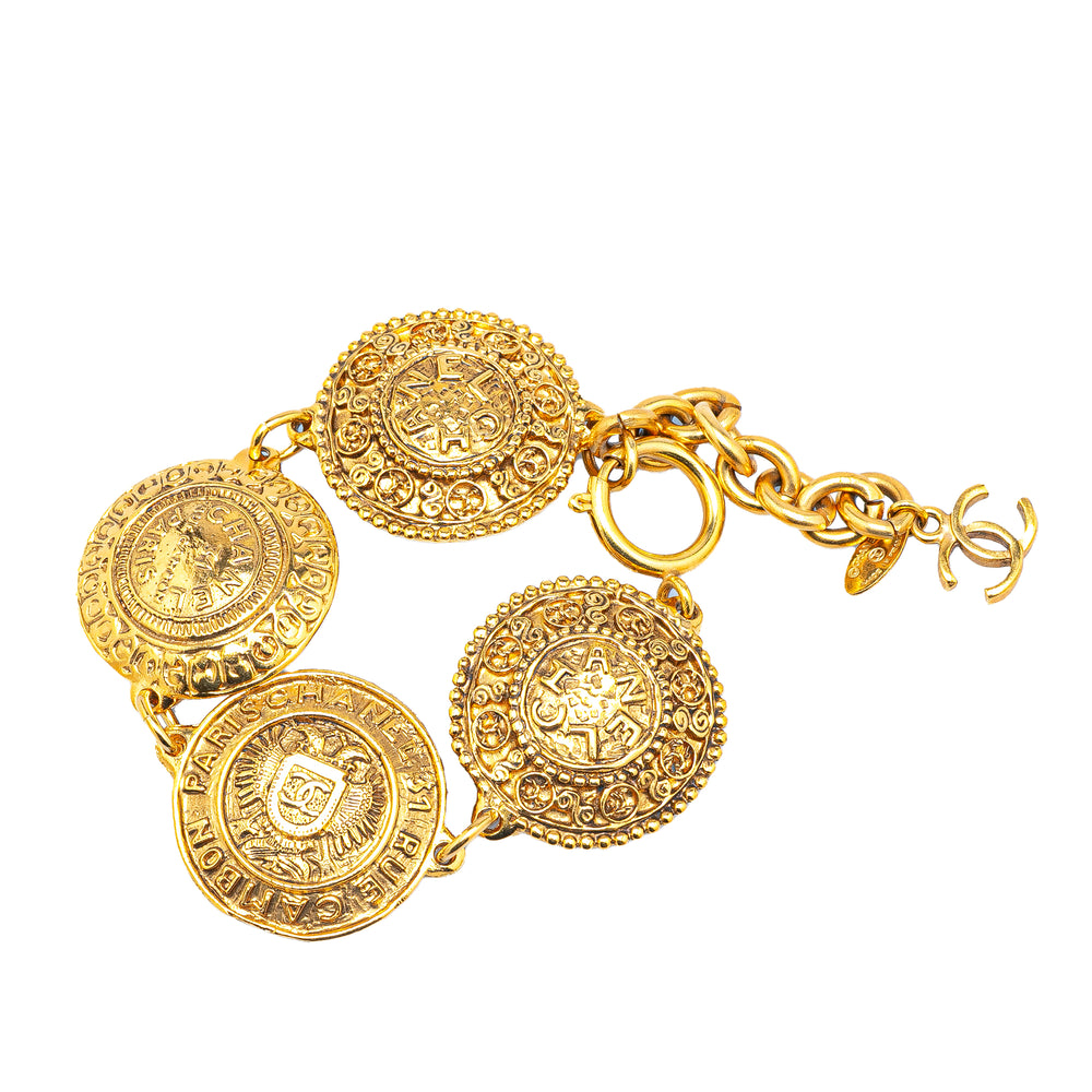 Gold Plated Medallion Link Bracelet Gold - Gaby Paris