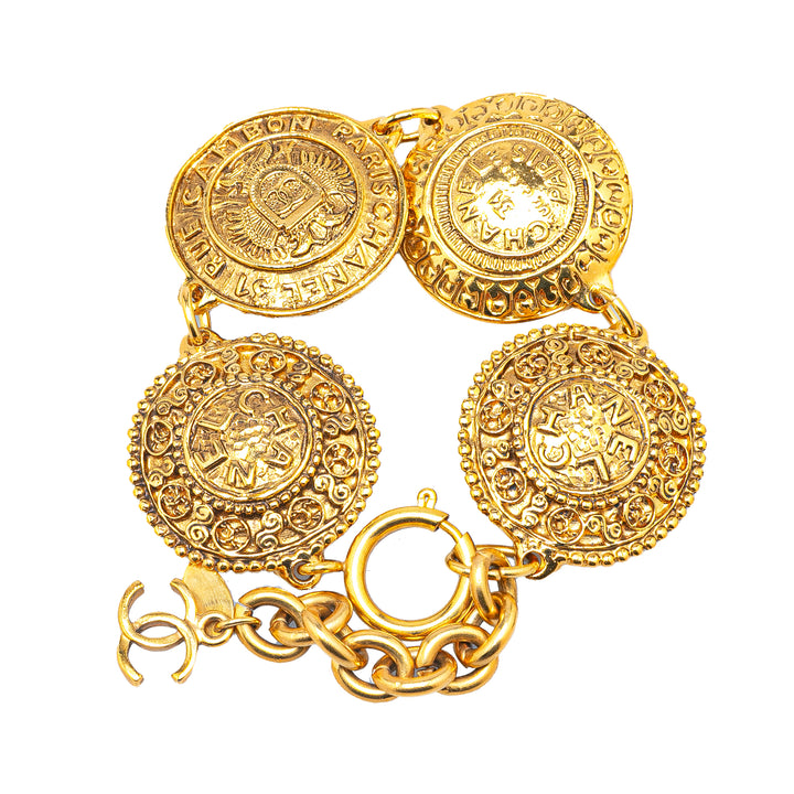 Gold Plated Medallion Link Bracelet Gold - Gaby Paris
