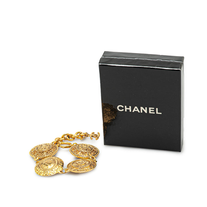 Gold Plated Medallion Link Bracelet Gold - Gaby Paris