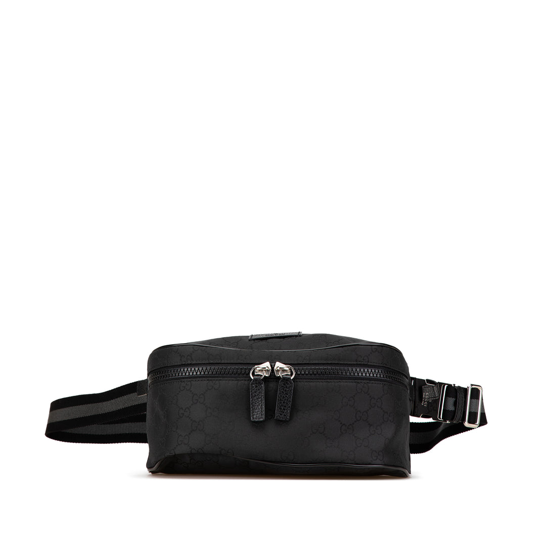 GG Nylon Web Belt Bag Black - Gaby Paris