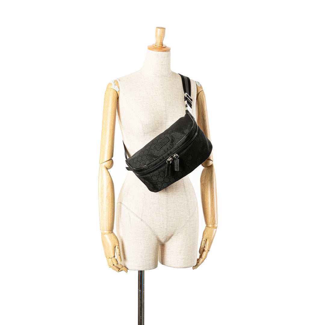 GG Nylon Web Belt Bag Black - Gaby Paris