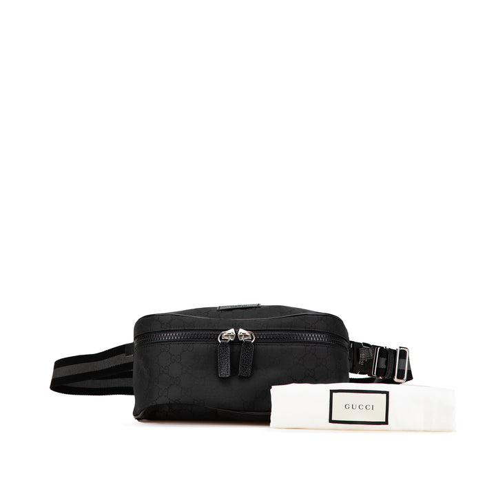 GG Nylon Web Belt Bag Black - Gaby Paris