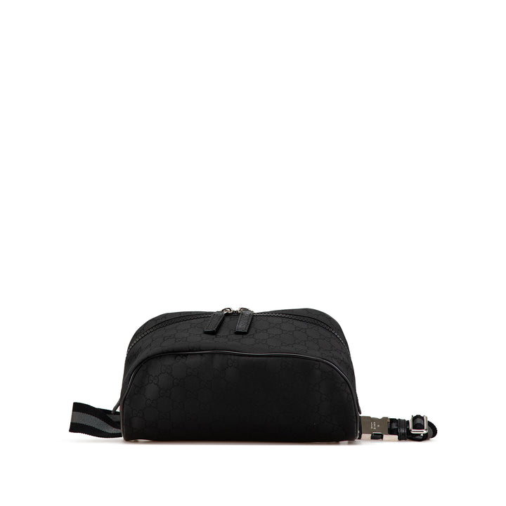 GG Nylon Web Belt Bag Black - Gaby Paris