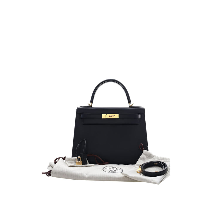 Hermès Sac à main Sombrero Kelly II Sellier 28 Noir – vue 6 – GABY PARIS