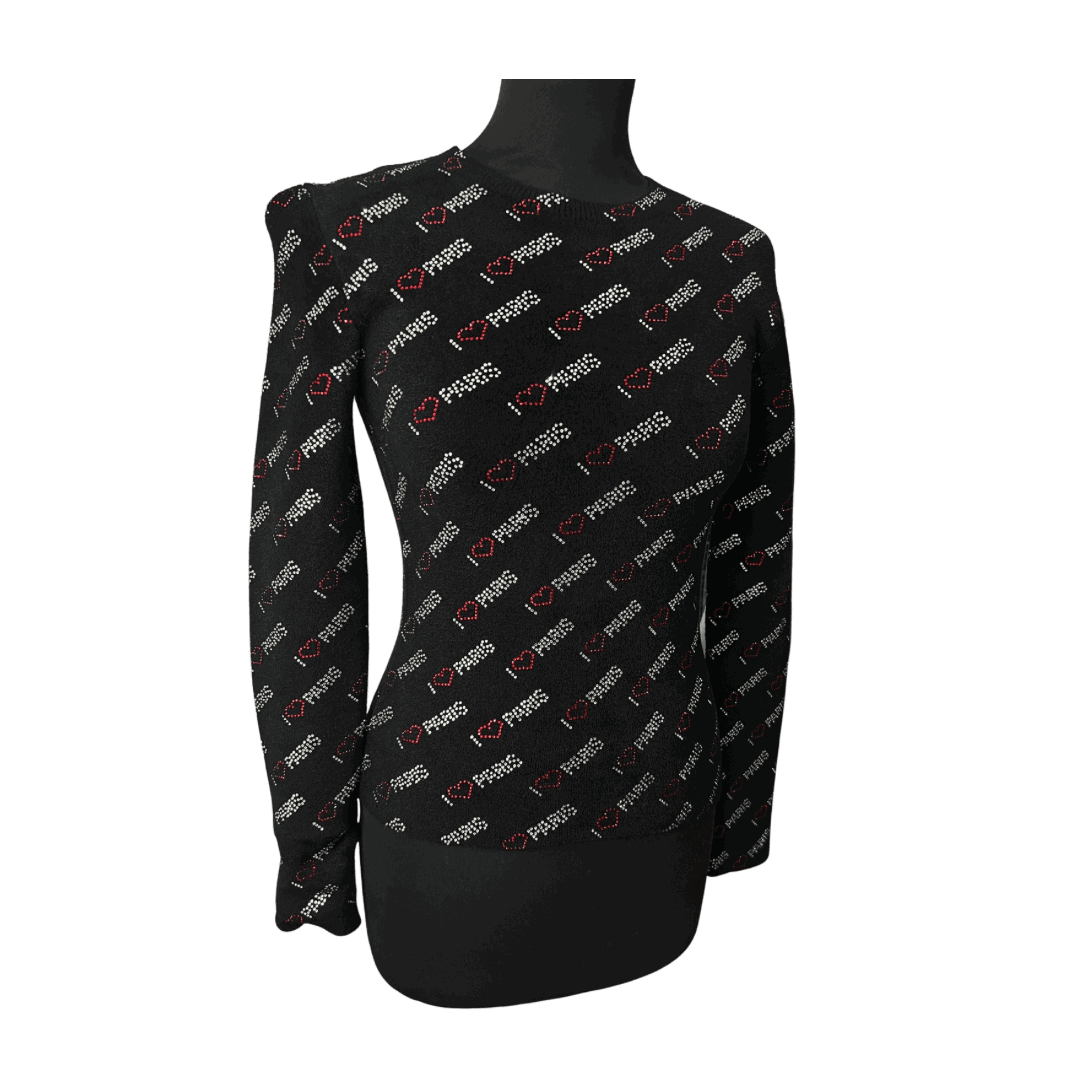 BALENCIAGA Pull I Love in Paris avec strass taille XS - GABY PARIS