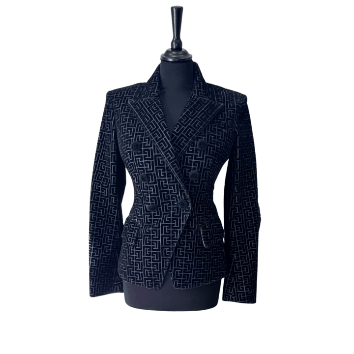 BALMAIN Monogram logo velvet jacket size 36 - GABY PARIS