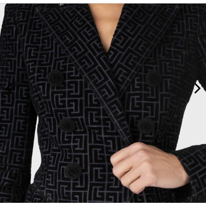 BALMAIN Monogram logo velvet jacket size 36 - GABY PARIS