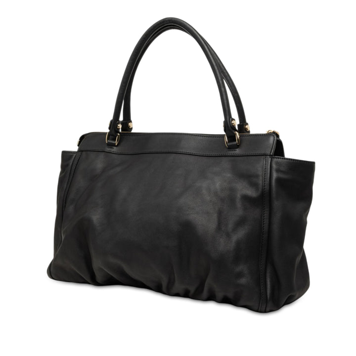 Abbey D Bague Cabas Cuir de veau Noir
