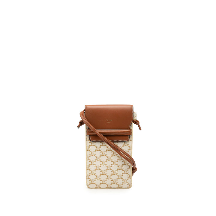 Celine Triomphe Coated Toile Phone Pochette à rabat Sac porté croisé