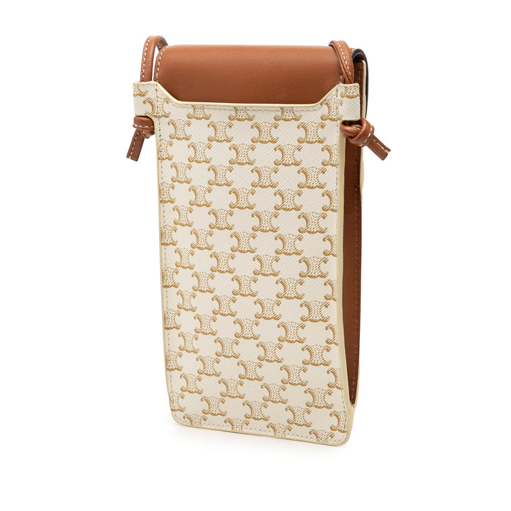 Celine Triomphe Coated Toile Phone Pochette à rabat Sac porté croisé