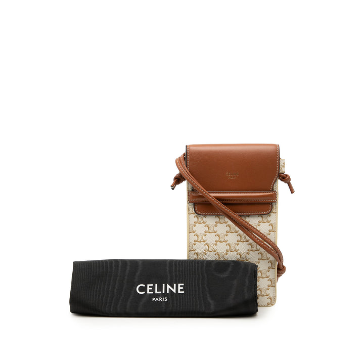 Celine Triomphe Coated Toile Phone Pochette à rabat Sac porté croisé