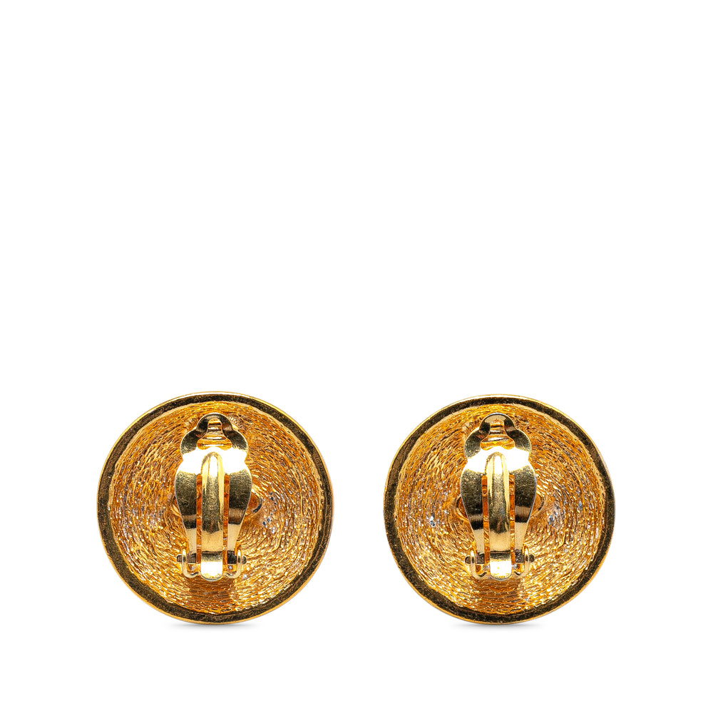 Gold Plated CC Quilted Clip On Earrings Gold - Gaby Paris