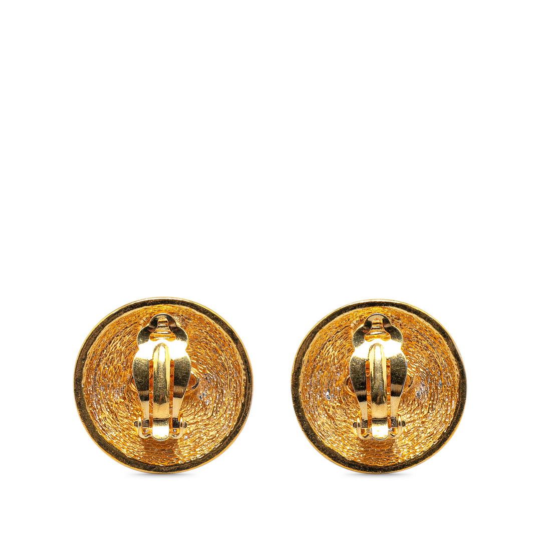 Gold Plated CC Quilted Clip On Earrings Gold - Gaby Paris