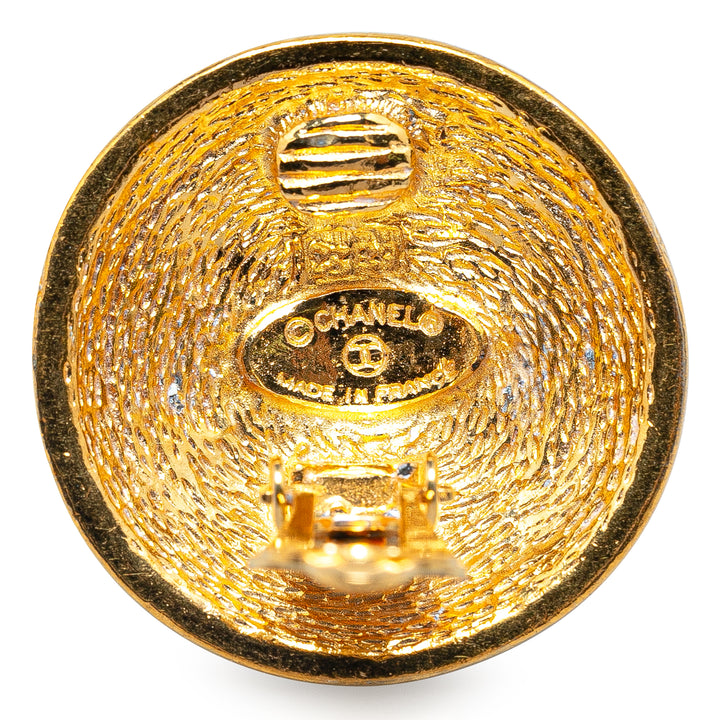 Gold Plated CC Quilted Clip On Earrings Gold - Gaby Paris