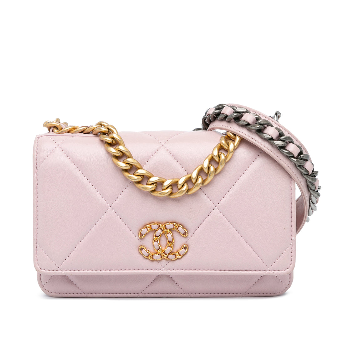 Chanel Quilted Lambskin 19 Wallet on Chain Pink - GABY PARIS