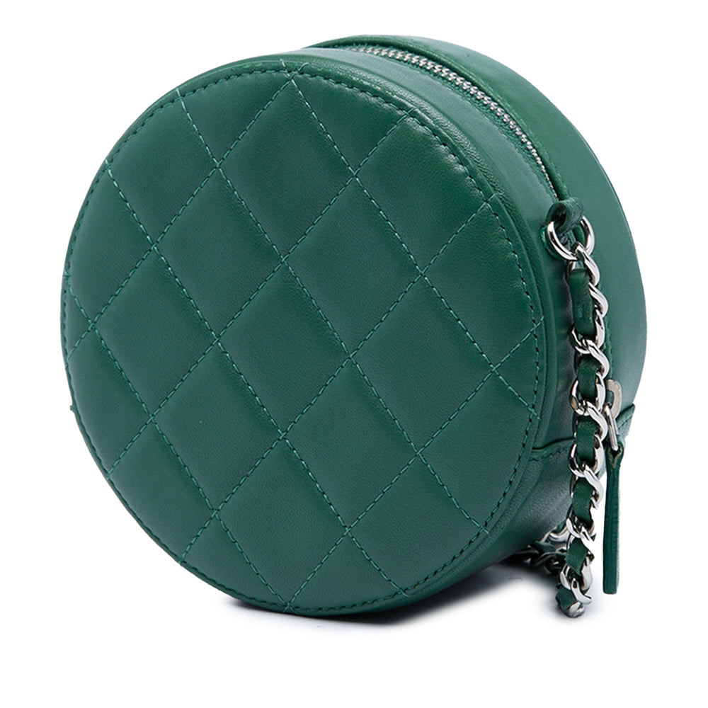Chanel Matelassé Rond Sac Cuir d'agneau Vert – vue 2 – GABY PARIS