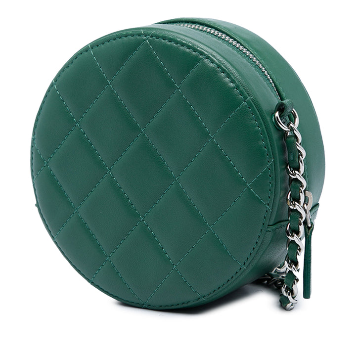 Chanel Matelassé Rond Sac Cuir d'agneau Vert – vue 2 – GABY PARIS