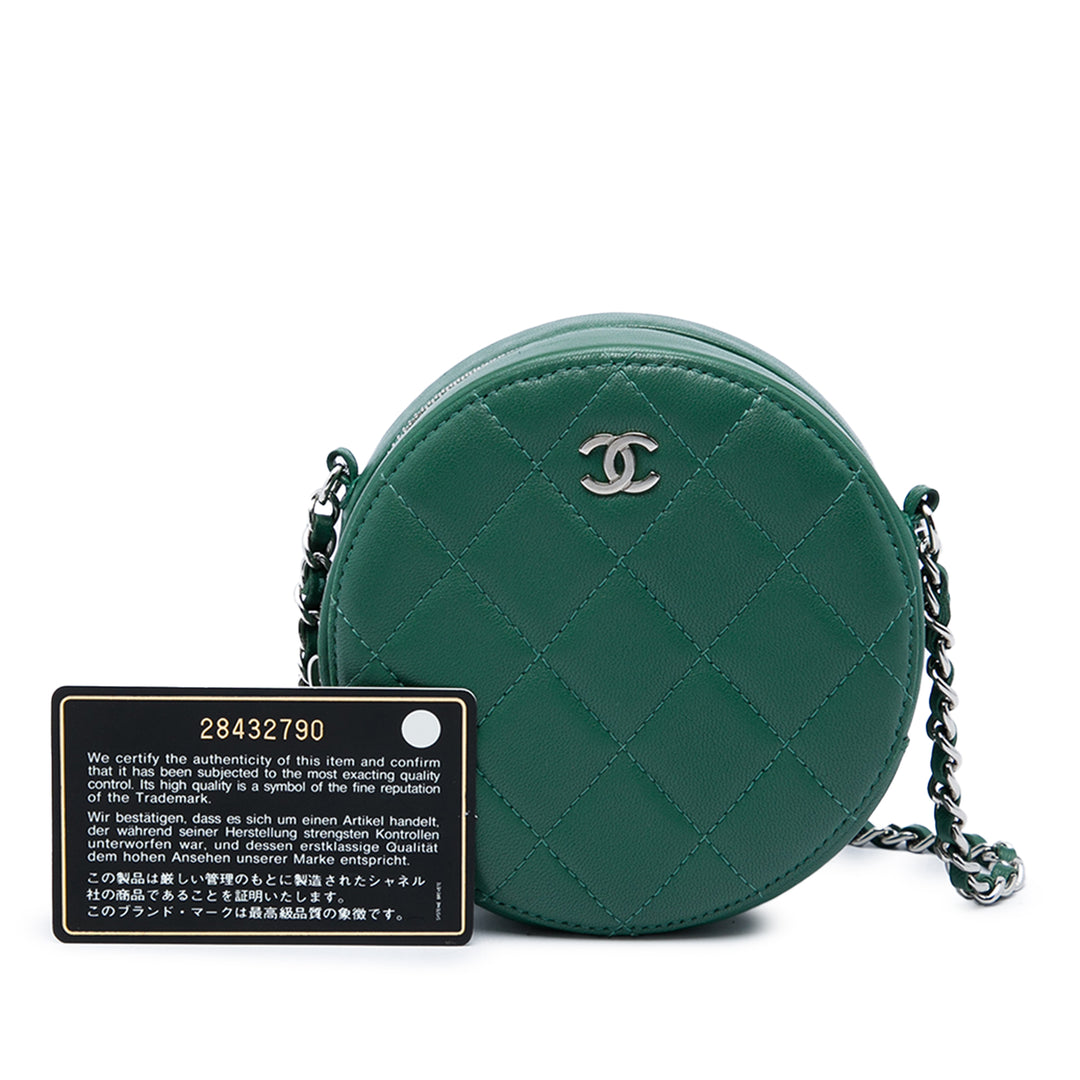 Chanel Matelassé Rond Sac Cuir d'agneau Vert – vue 6 – GABY PARIS