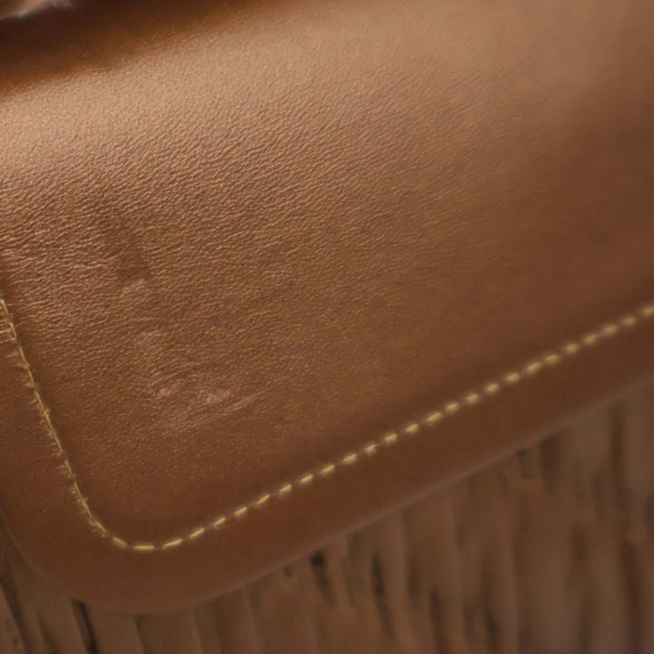 Chanel Medium Classic Chevron Cuir de veau Pleated Double rabat Marron