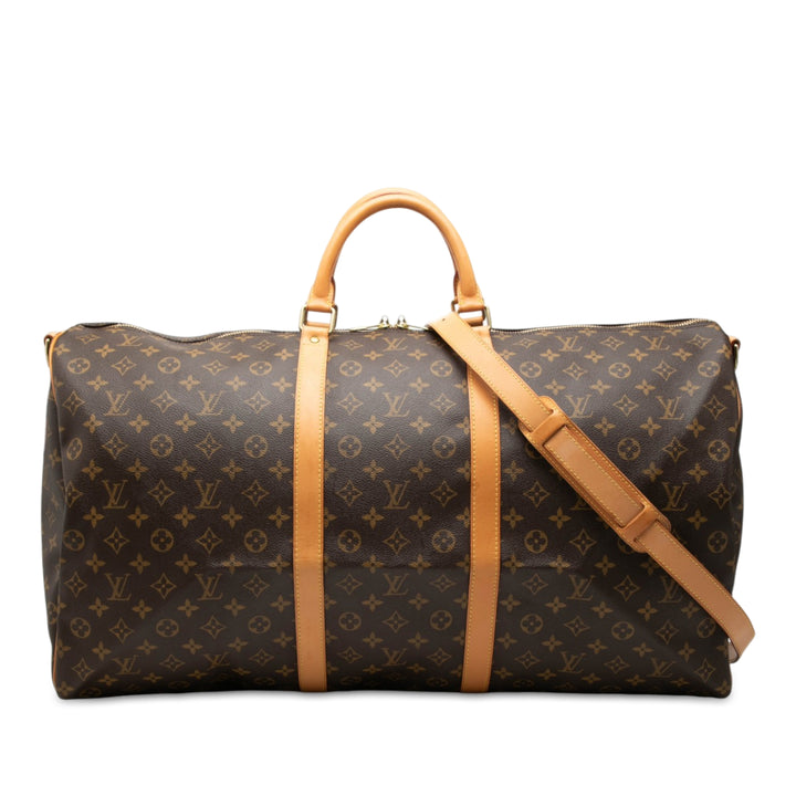 Louis Vuitton Sac de voyage Keepall Bandouliere 60 Monogram Marron – vue principale – GABY PARIS