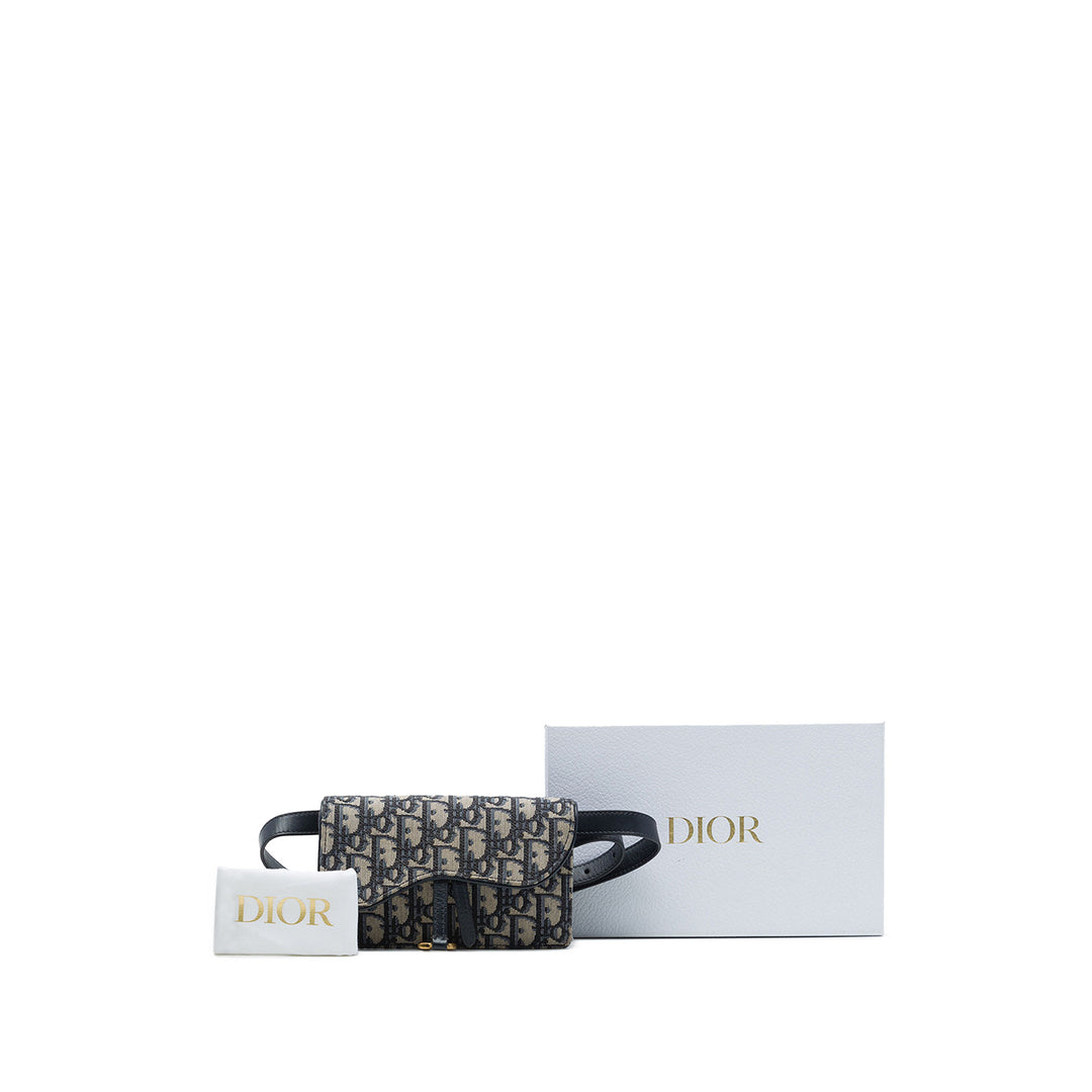 Dior Saddle Sac ceinture Oblique Bleu – vue 7 – GABY PARIS