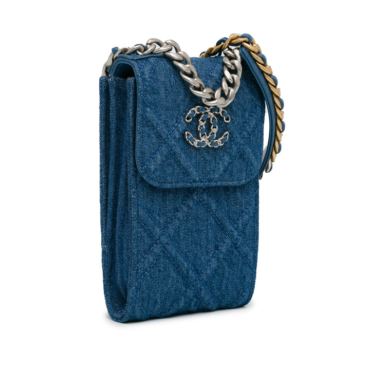 Denim 19 Phone Holder with Chain Blue - Gaby Paris