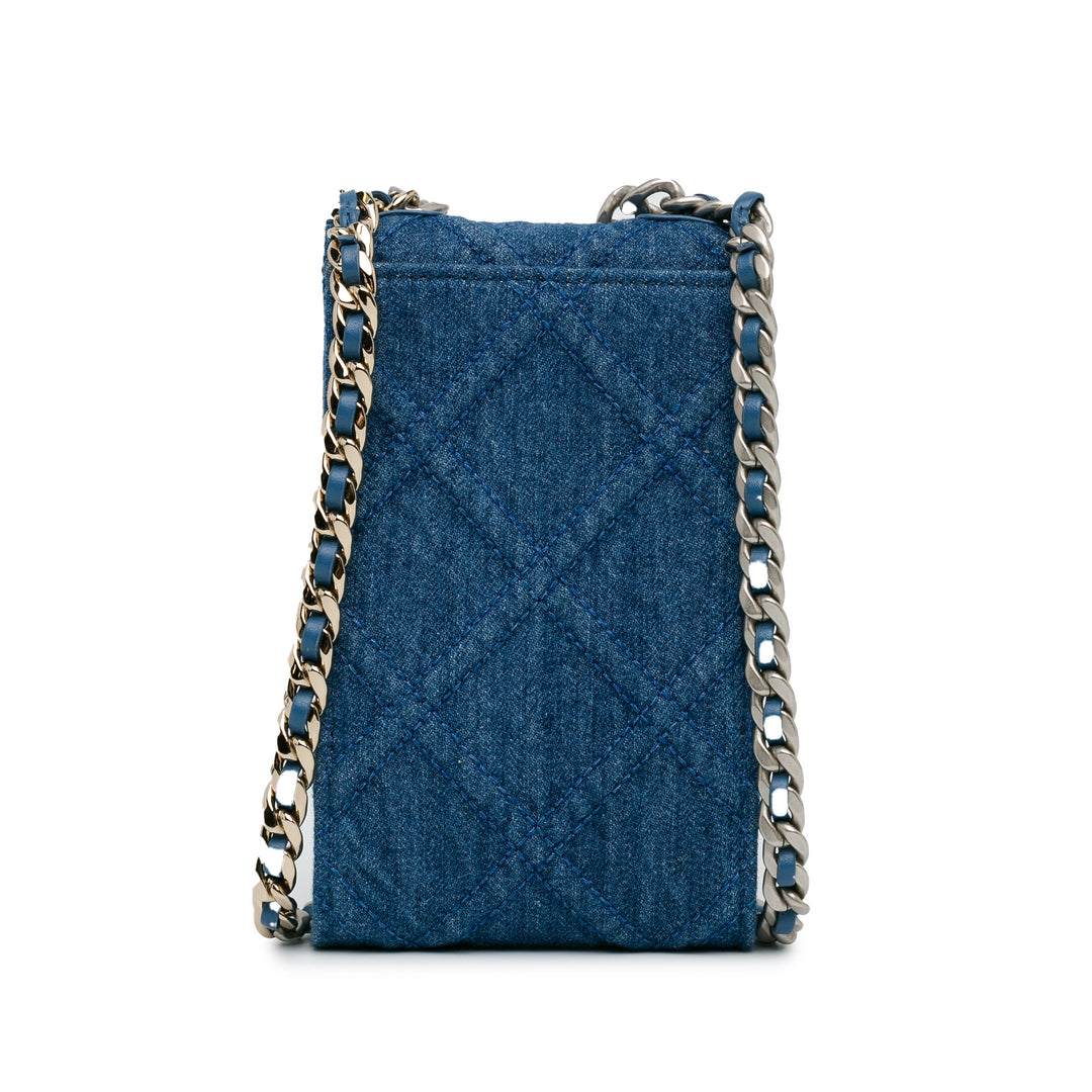 Denim 19 Phone Holder with Chain Blue - Gaby Paris