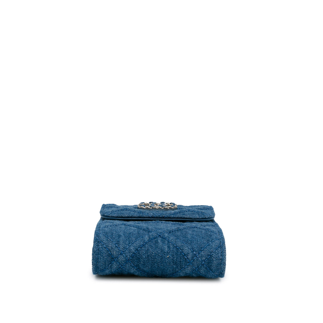 Chanel Denim 19 Phone Holder with Chain Blue - GABY PARIS