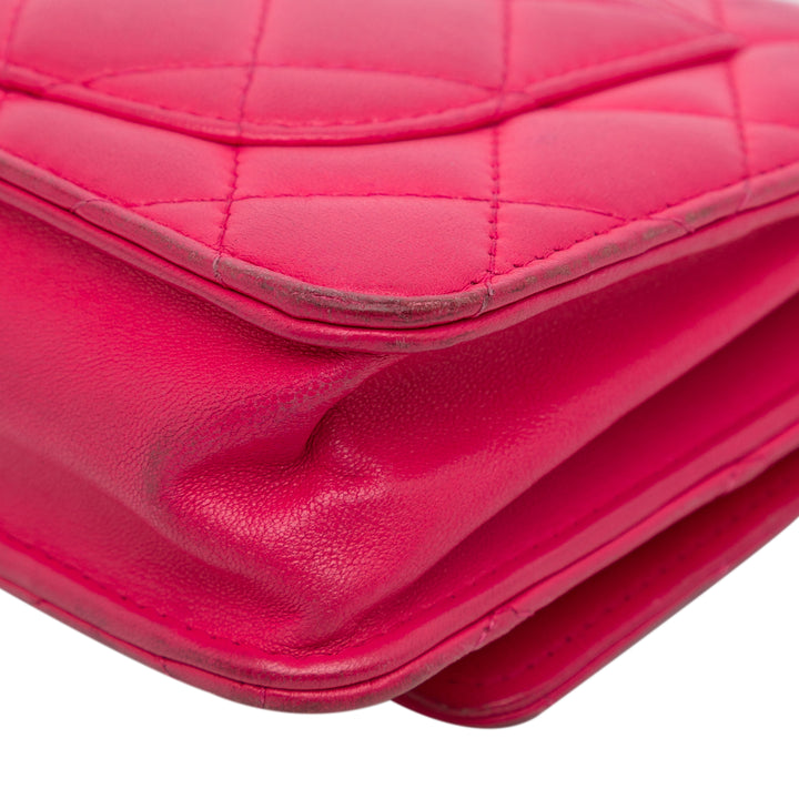 Classic Lambskin Wallet on Chain Pink - Gaby Paris