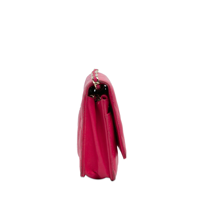Classic Lambskin Wallet on Chain Pink - Gaby Paris
