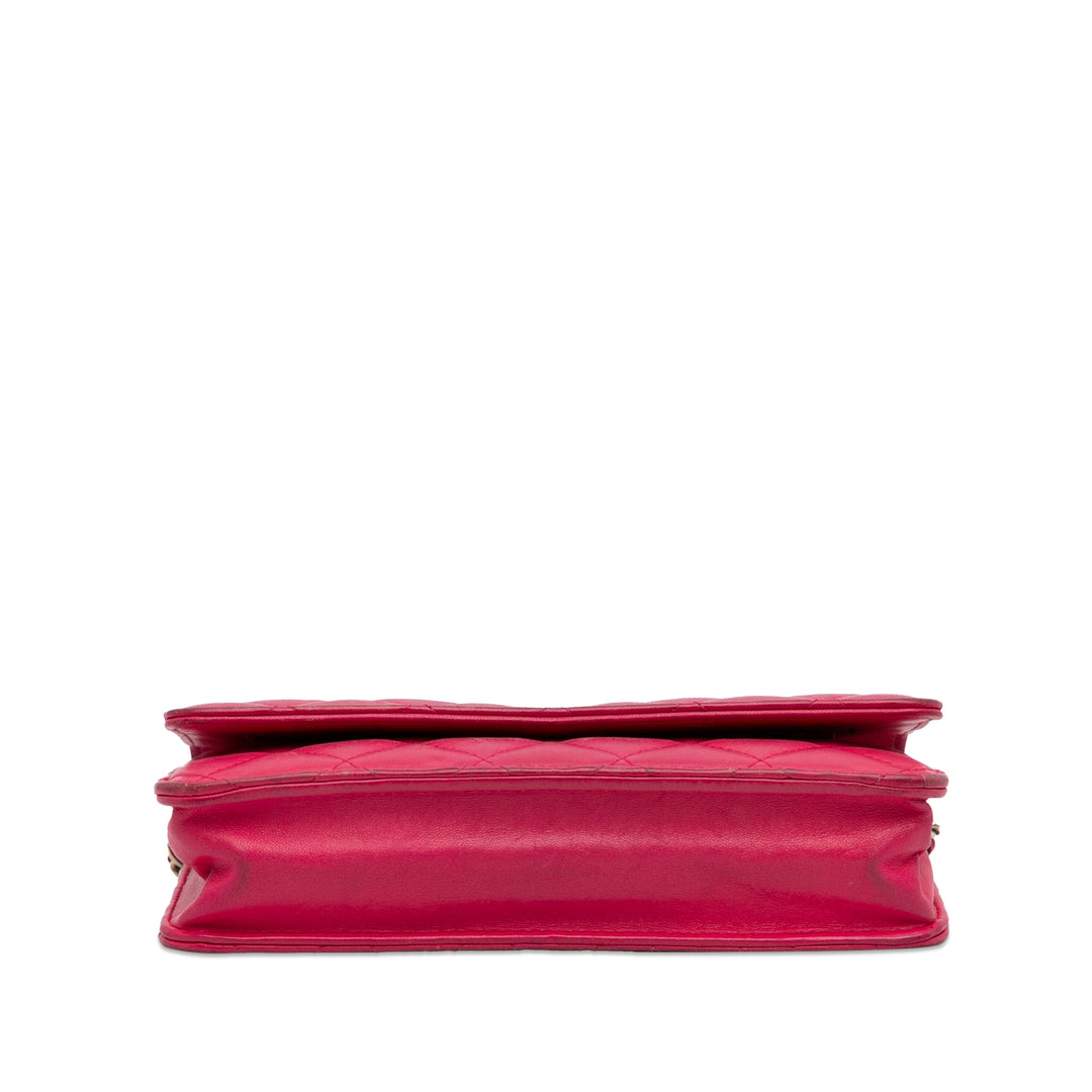 Classic Lambskin Wallet on Chain Pink - Gaby Paris