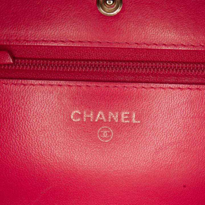 Classic Lambskin Wallet on Chain Pink - Gaby Paris