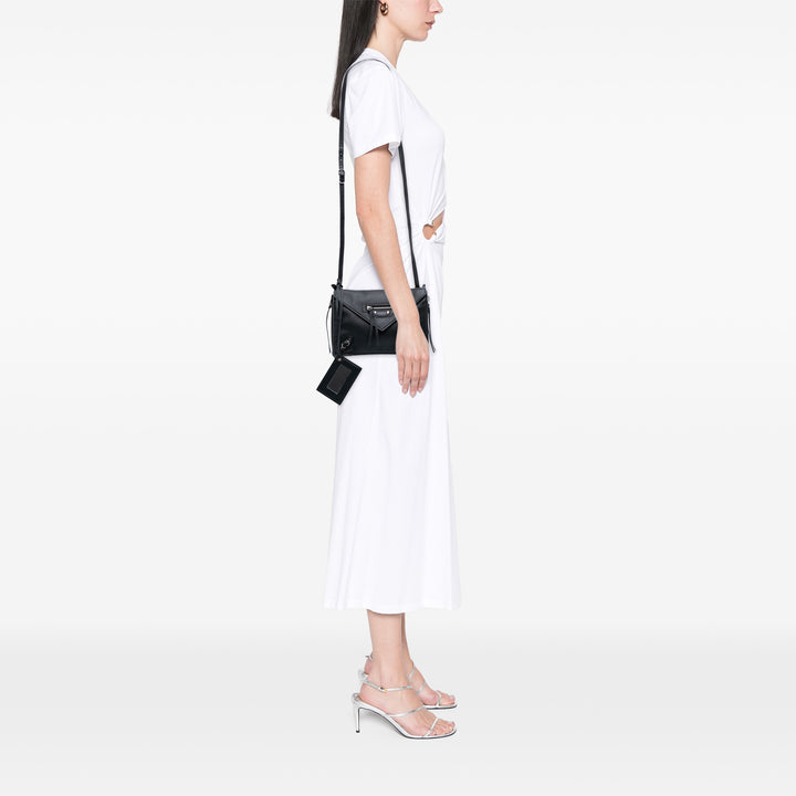 Balenciaga XS Cuir Papier Triple Zip Around Sac porté croisé Noir