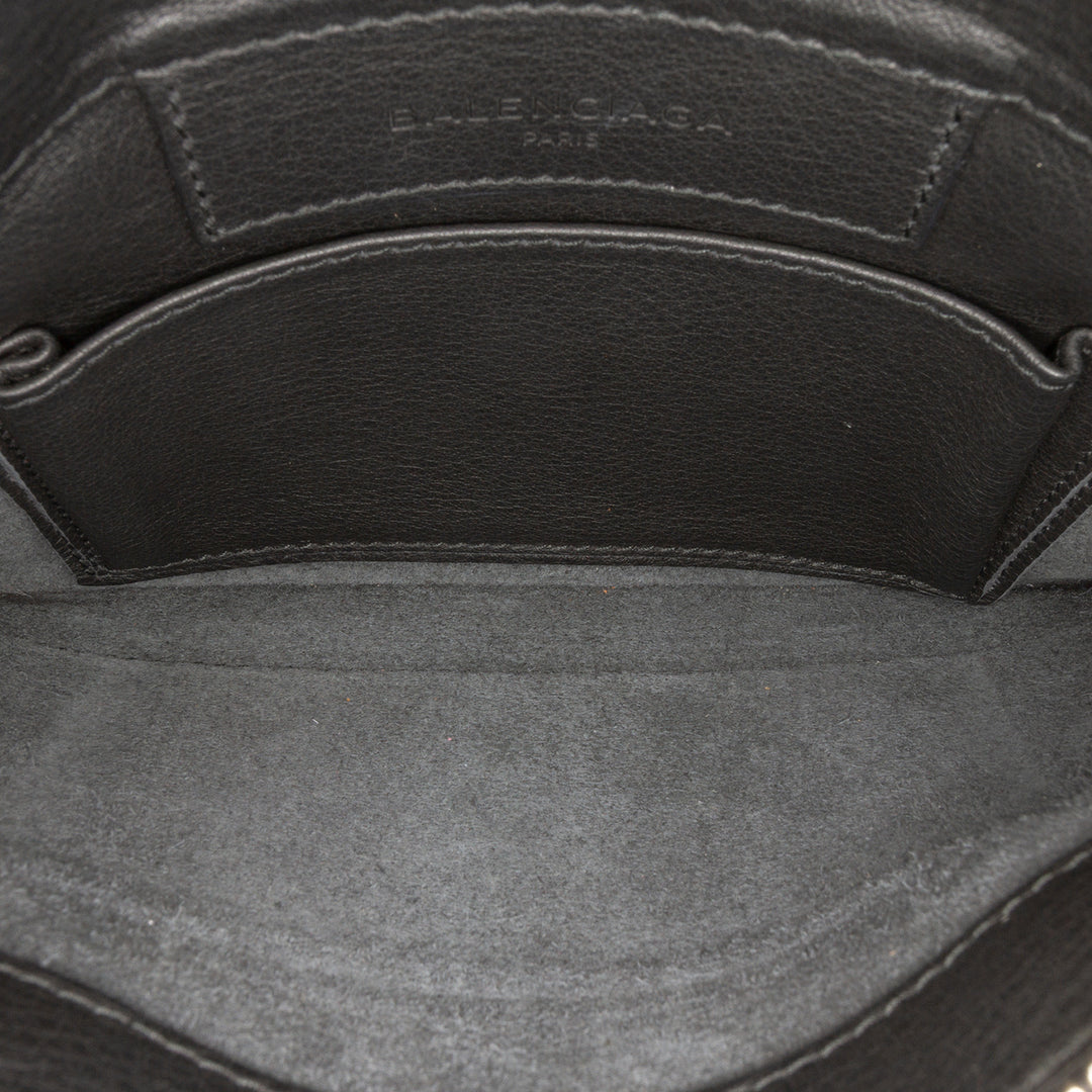 Balenciaga XS Cuir Papier Triple Zip Around Sac porté croisé Noir