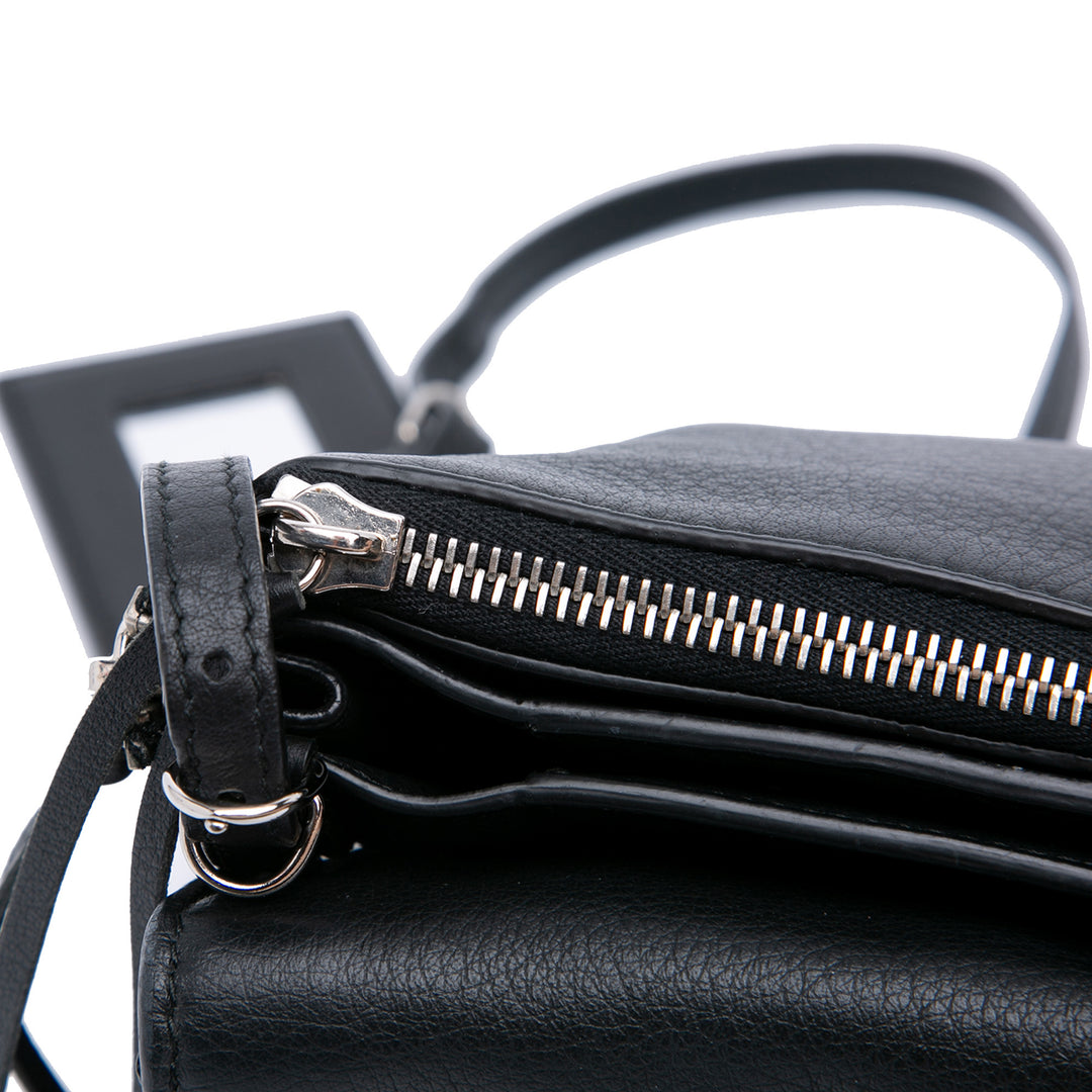 Balenciaga XS Cuir Papier Triple Zip Around Sac porté croisé Noir