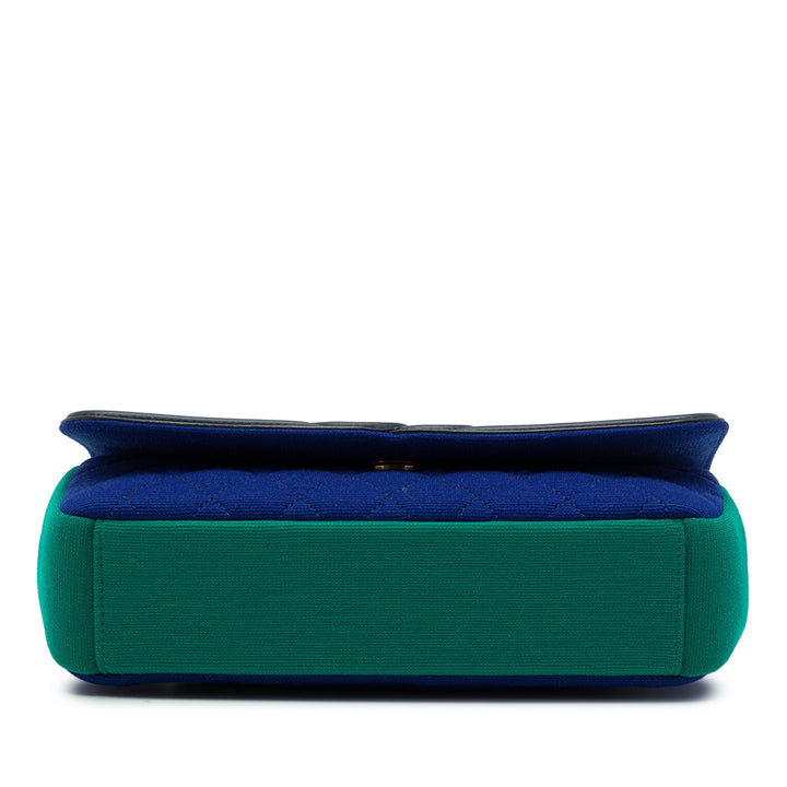 Chanel Tricolore Jersey CC Filigree à rabat Petit Bleu – vue 3 – GABY PARIS
