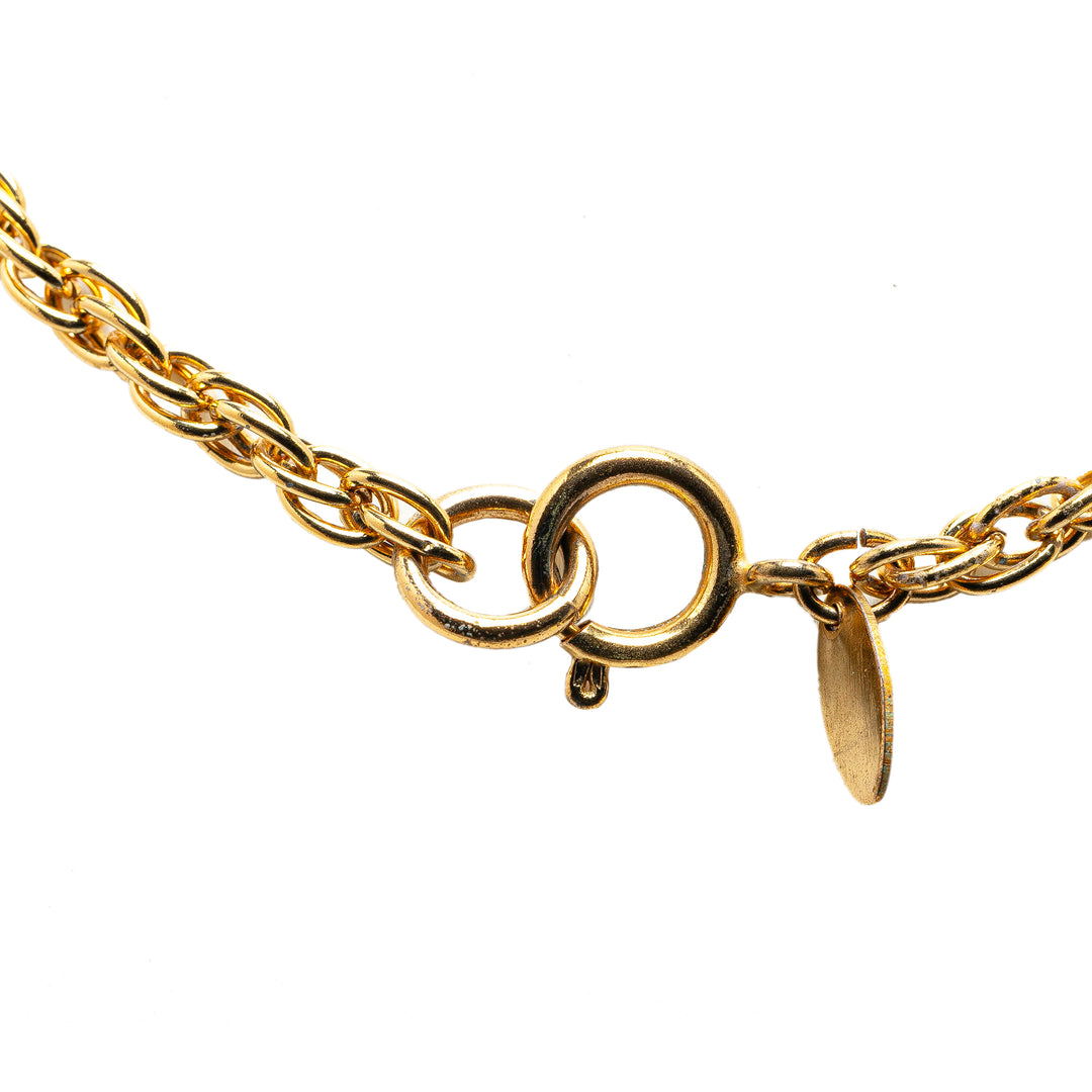 Chanel Gold Plated CC Round Pendant Necklace Gold - GABY PARIS