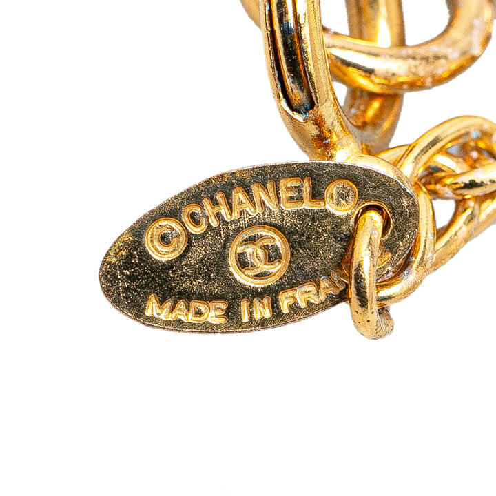 Chanel Gold Plated CC Round Pendant Necklace Gold - GABY PARIS