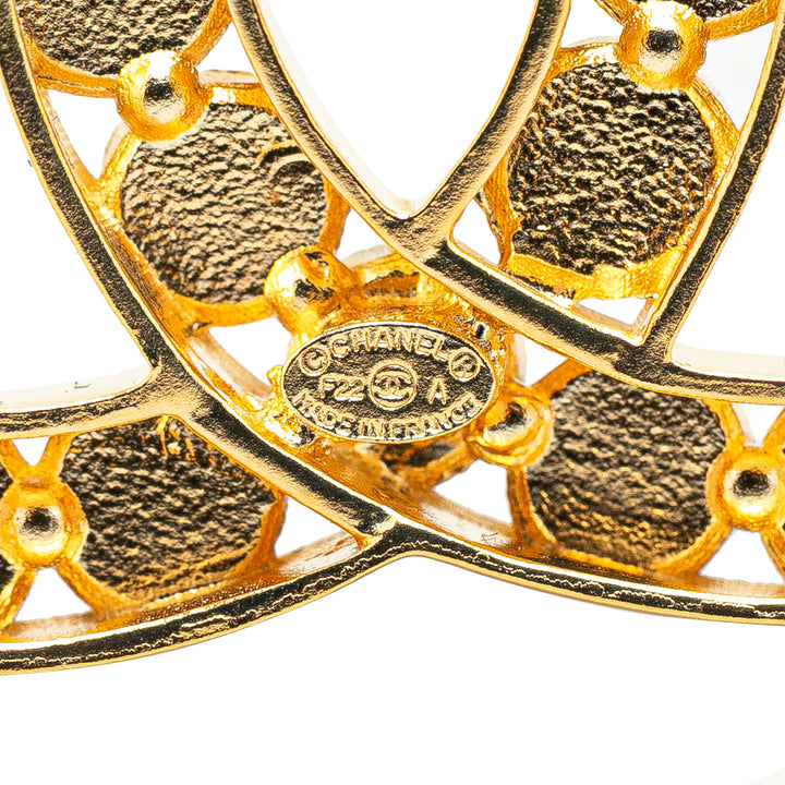 Gold Plated CC Rhinestone Brooch Gold - Gaby Paris